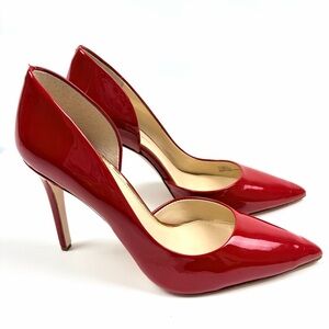Jessica Simpson Red Patent Leather Heels Pumps Size 10 Pointed Toe